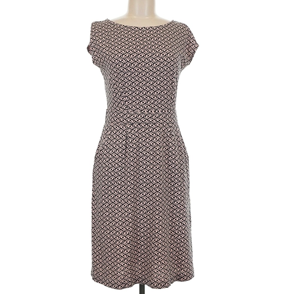 BODEN Phoebe Dress Black Pink Floral Geometric A-Line Workwear Casual Size 8R